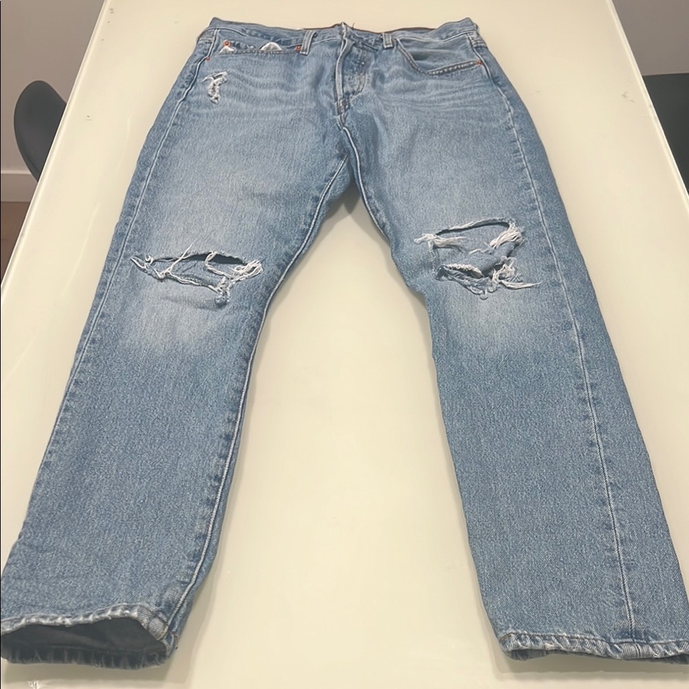 Levi's Blue Skinny Jeans with Distressed Details